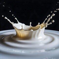 Realistic creamy milk splash crown formation