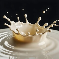 Realistic creamy milk splash crown formation