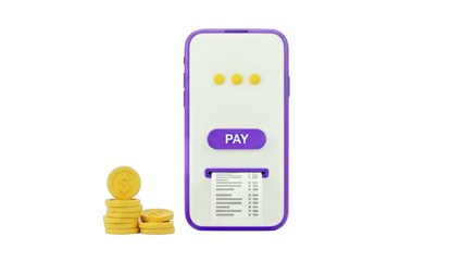 Mobile Payment with Coins and Receipt: Digital Banking Concept