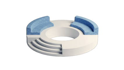 Modern Circular Bench with Steps and Blue Seats - Isolated