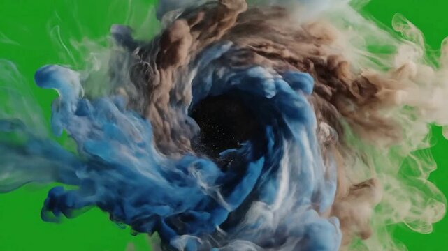 Whirling dervish of foliage reacting to wind gusts with Abstract wind patterns swirling and effect green screen wind effects style