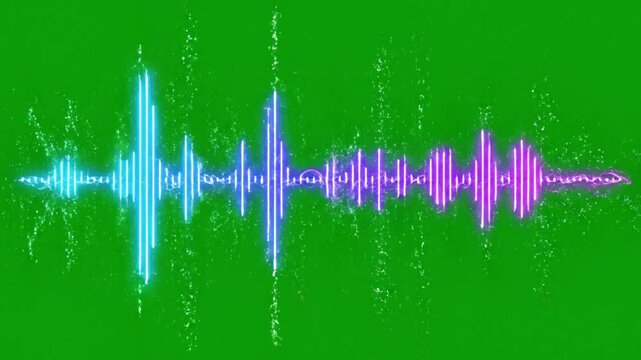 Luminous frequencies harmonizing with digital resonance with frequency spectrum bars pulsating on effect green screen spectrum