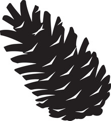 Black silhouette of a pinecone with detailed scales and texture nature plant