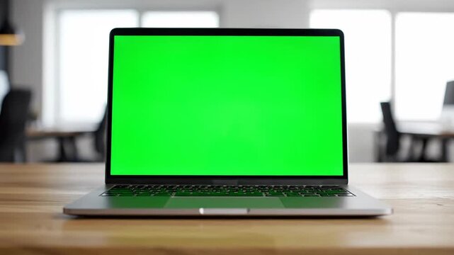 Modern Laptop with Green Chroma Key Display