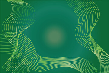 Green abstract background with neon wavy lines and a glowing effect