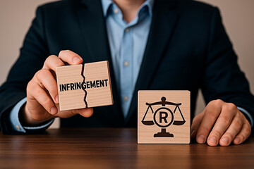 Intellectual property concept with infringement concept.