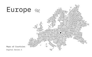 Europe Circle Digital Binary Map in Tech Pattern. Green Futuristic Design