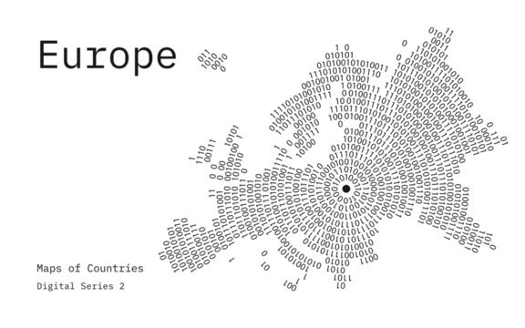 Europe Circle Digital Binary Map in Tech Pattern. Green Futuristic Design - Powered by Adobe