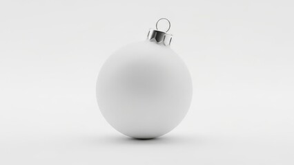 Matte wei&szlig;e christbaumkugel freigestellt vor hellem studiountergrund als minimalistisches weihnachtsdeko objekt Generative KI