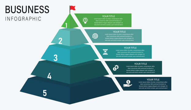 5-Step Pyramid Business Infographic Template, Five Level Pyramid Diagram, Corporate Pyramid Strategy Infographic, Hierarchy Step Infographic Design, Multi-Level Pyramid Chart Template, Gradient