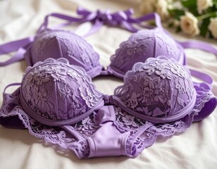 lilac lace lingerie set AI generated