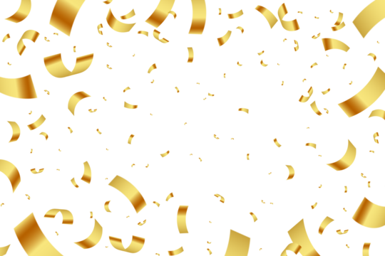 Golden celebration confetti border pattern design on transparent background for new year party - Powered by Adobe