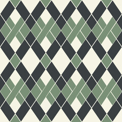 Morrice Lattice Geometric Pattern with Green, Black, and Cream Color Scheme