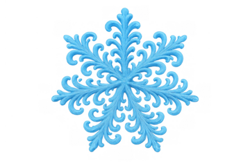 Decorative blue snowflake with detailed frosty structure, ideal for winter holiday design and seasonal projects