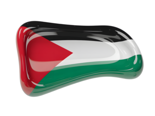 Palestinian Flag Emblem: A glossy, emblematic representation of the Palestinian flag, showcasing the iconic colors and design.