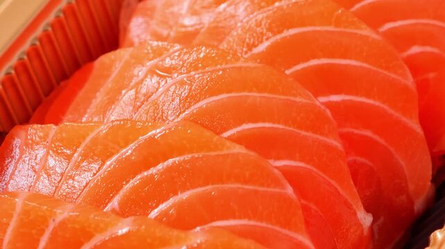 Red fish fillet. Raw salmon fillet texture close up