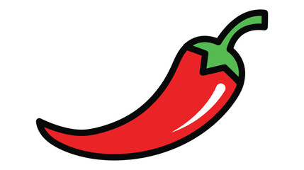 A simple illustration of a vibrant red chili pepper with a green stem