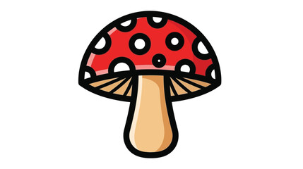A vibrant illustration of a classic red and white spotted mushroom