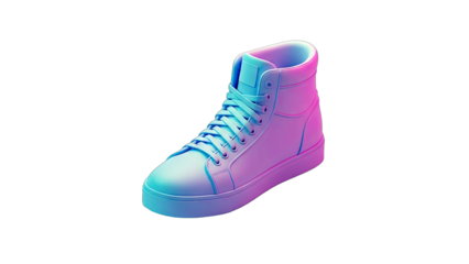 Neon High-Top Sneaker Isolated on White Background