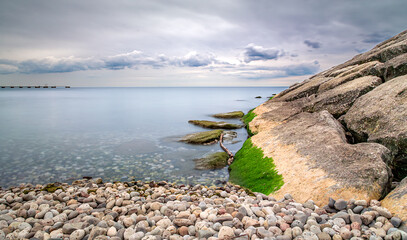 stones and clouds on the beach