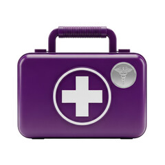 Obraz premium Purple first aid kit isolated on transparent background