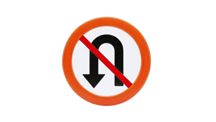 No U-Turn Sign on White Background