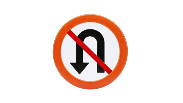 No U-Turn Sign on White Background - Powered by Adobe