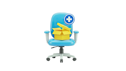 Office Chair with Medical Box and Cross Symbol - Healthcare Concept