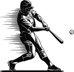 Baseball player swinging bat sports action vector