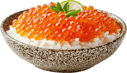 bowl of salmon roe with rice,japanese ikura don 