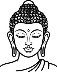 Peaceful Buddha face line illustration