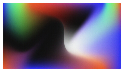 Abstract colorful grainy background with blurred rainbow wave patterns of light and dark blue 