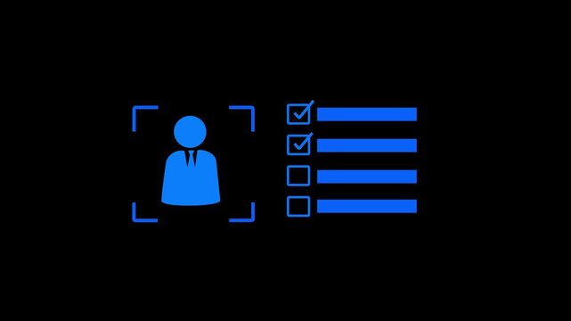 HR tech in action as recruiter uses computer to analyze and approve job applicant profiles, highlighting digital recruitment process, performance checklist, and automated employment verification