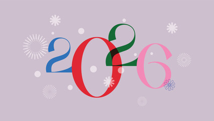 Discover the Artistic Representation of the Year 2026 with Festive Snowflakes and a Vibrant Color Palette - A Celebration of New Beginnings and Future Prospects