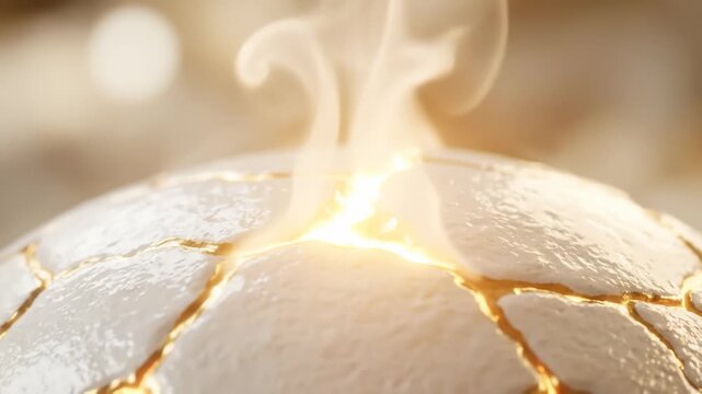 Golden Kintsugi Restoring and Strengthening With Smoke Rising