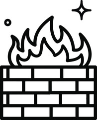 Brick Wall With Flames Icon
