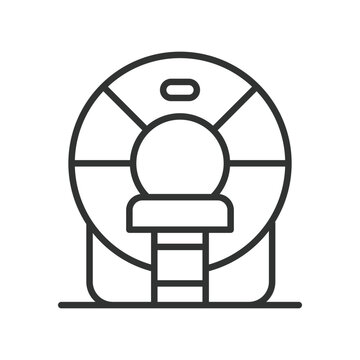 PET scan icon in line design. oncology imaging, tumor detection, radiology, diagnosis, screening, pathology on white background vector. cancer imaging editable stroke icon