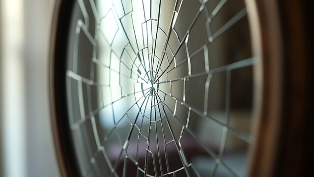 tennessine. Cracked mirror with a distorted reflection and broken surface texture. wellbeing guides, coaching materials, designed for coaching and self-improvement content, used by account managers.