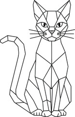 Geometric cat line art polygon style vector illustration