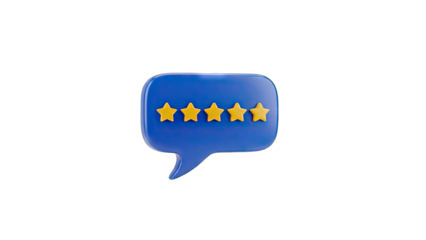 Five Star Rating In A Blue Speech Bubble With A Transparent Background Representing Excellent Customer Feedback Or Satisfaction