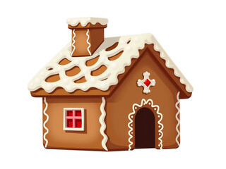 Gingerbread House Cookie Decorative Design for Holiday Baking Transparent Background HDR