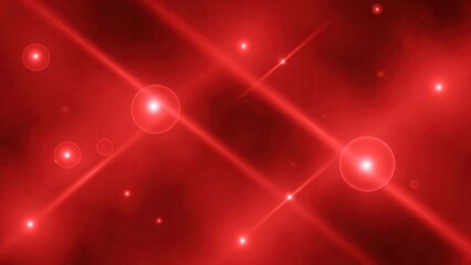 Obraz premium Deep red abstract background with radiant orbs and crossing light rays, symbolizing futuristic technology, cosmic energy, and vibrant digital graphic design.