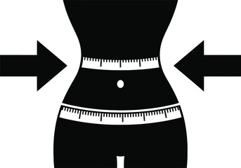 Slim waist measurement fitness icon silhouette
