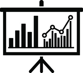 Presentation chart icon bar graph and analytics vector
