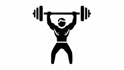 Man with barbell solid icon, bodybuilding concept, Weightlifter sign on white background, Man lifting weight icon in glyph style for mobile concept and web design. Vector graphics. stock illustration