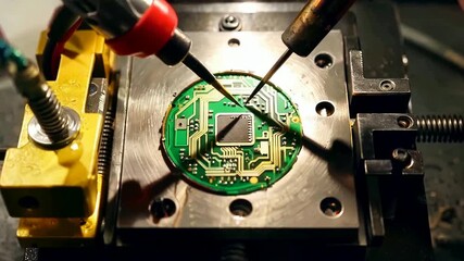 Man working on laptop with digital security shield overlay, industrial backdrop. - Powered by Adobe