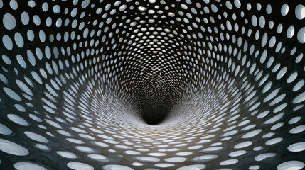 A captivating tunnel-like optical illusion composed of tightly packed repeating shapes that create a deep visual chute, offering a vivid sensation of being pulled inward.