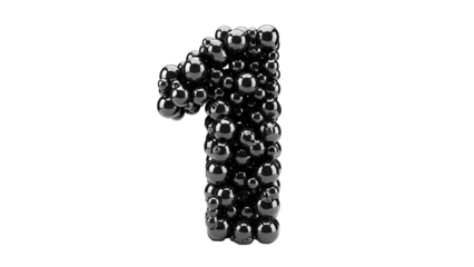 Number One Made of Spheres on White Background