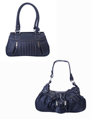 A small handbag with a textured front flap, a short shoulder strap, and a butterfly-shaped metal detail on the front.