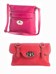 A small handbag with a textured front flap, a short shoulder strap, and a butterfly-shaped metal detail on the front.